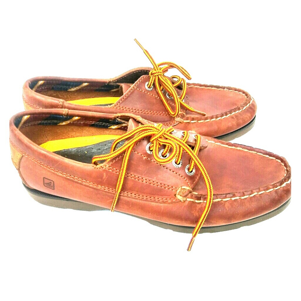 Sperry Rust Brown Leather Loafers Shoes Size 6.5